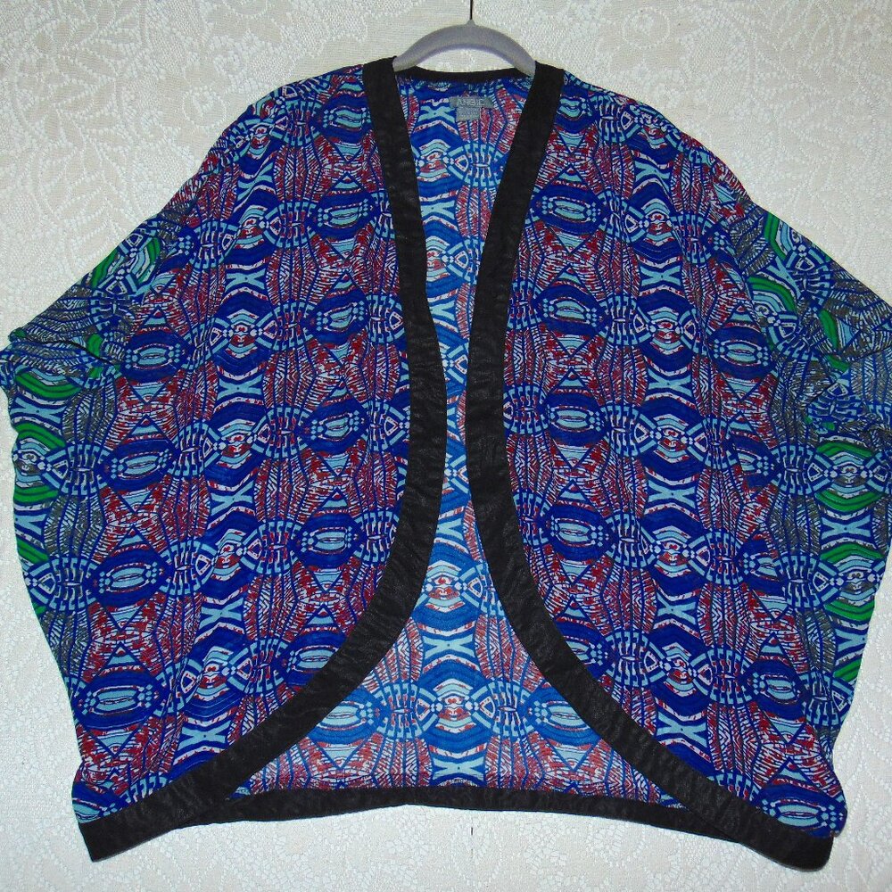 ANGIE Kimono Duster Cardigan Short Sleeve Dolman Sleeve Tribal Abstract Medium
